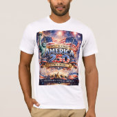 ウォーターカラー アメリカ独立記念日 Tシャツ (正面)