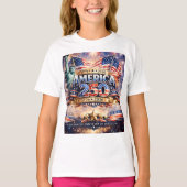 ウォーターカラー アメリカ独立記念日 Tシャツ (正面)