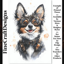 ウォーターカラー アルザス犬 パピー GSD CD8 デコパージュ 薄葉紙