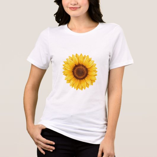 ウォーターカラー イエロー ひまわり フラワー Tシャツ (正面)