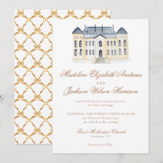 ウォーターカラー イングリッシュ マナー エステート ウェディング 招待状 (正面/裏面)