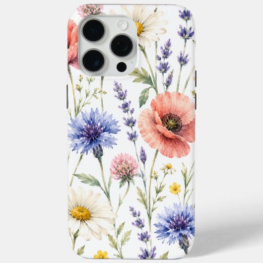 ウォーターカラー ウィルダーフラワー ミドウ フラワー Case-Mate iPhoneケース (裏面)
