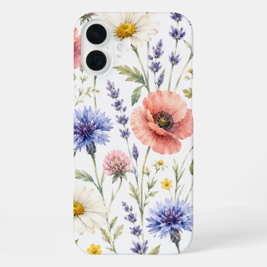 ウォーターカラー ウィルダーフラワー ミドウ フラワー iPhoneケース (裏面)