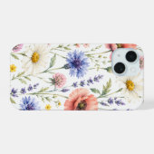 ウォーターカラー ウィルダーフラワー ミドウ フラワー iPhone 15ケース (裏面横)