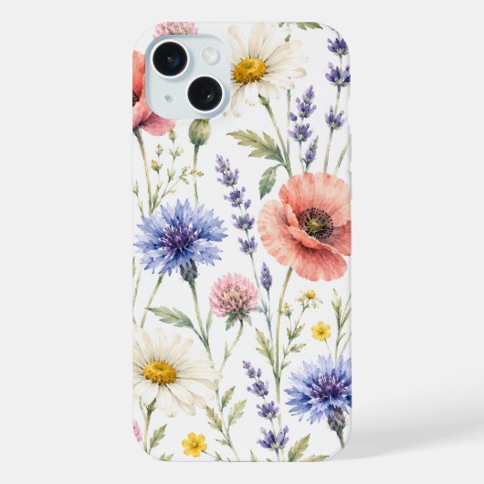 ウォーターカラー ウィルダーフラワー ミドウ フローラル iPhoneケース (裏面)
