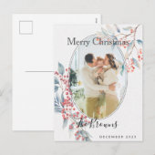 ウォーターカラー ウィンターベリー 写真 Xmas ポストカード (正面/裏面)