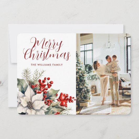 ウォーターカラー ウィンターボタニカル 写真 クリスマスカード (正面)