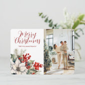 ウォーターカラー ウィンターボタニカル 写真 クリスマスカード (スタンド正面)