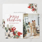 ウォーターカラー ウィンターボタニカル 写真 クリスマスカード (正面/裏面)
