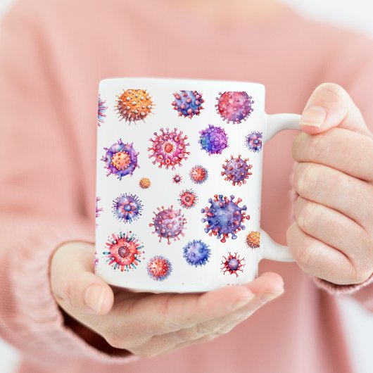 ウォーターカラー ウイルス 細菌 パターン コーヒーマグカップ