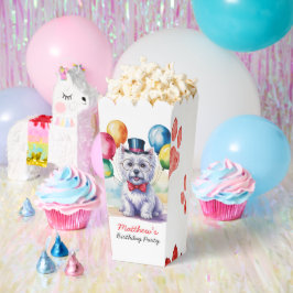 ウォーターカラー・ウェスティ・ドッグの子供の誕生日パーティー フェイバーボックス