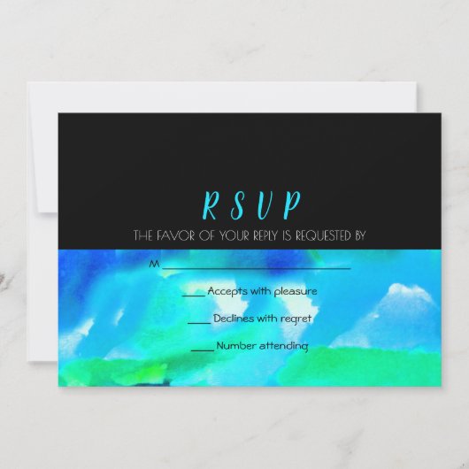 ウォーターカラー ウェディング 招待状 返信 RSVP (正面)