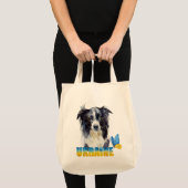 ウォーターカラー ウクライナの犬と蝶 トートバッグ (正面(商品))