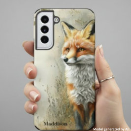 ウォーターカラー・ウッドランド・フォックス・ネイチャー SAMSUNG GALAXY S22+ケース