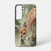 ウォーターカラー+ウッドランド+鹿+自然 SAMSUNG GALAXYケース (裏面)