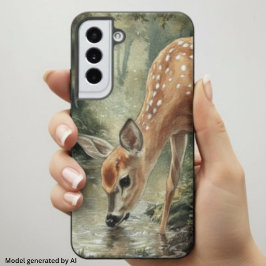 ウォーターカラー+ウッドランド+鹿+自然 SAMSUNG GALAXY S22ケース