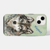 ウォーターカラー ウルフ オオカミ カスタム 自然 アート iPhoneケース (裏面横)