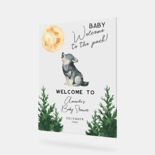 ウォーターカラー ウルフ ベビーシャワー ウェルカム アクリルサイン