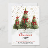 ウォーターカラー エレガント クリスマスツリー クリスマスパーティー 招待状 (正面)