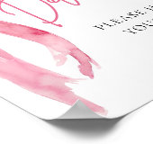 ウォーターカラー エレガント ブラッシュ ピンク ボウ ドリンクス サイン (角)