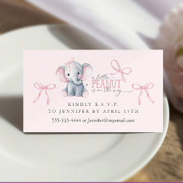 ウォーターカラー エレファント ピンクボウ RSVP 同封カード 名刺