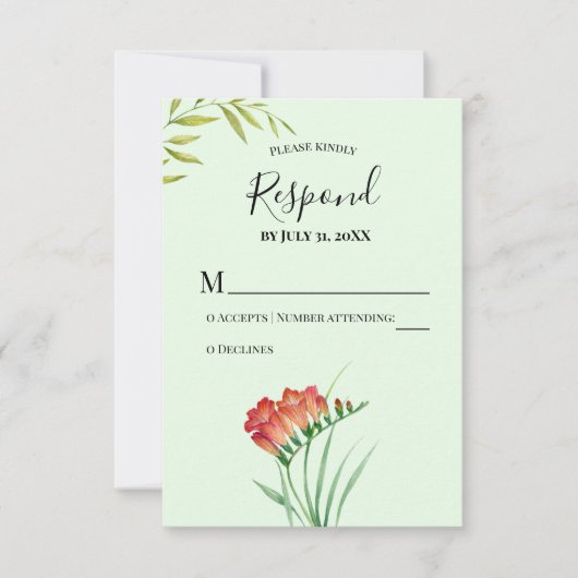 ウォーターカラー オレンジ クルコスミア ルシファーに返信してください 出欠カード (正面)