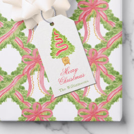 ウォーターカラー オーナメント プレッピー クリスマスツリー ギフトタグ