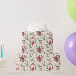 ウォーターカラー カーディナルパイン クリスマス ギフトラッピングペーパー ラッピングペーパー