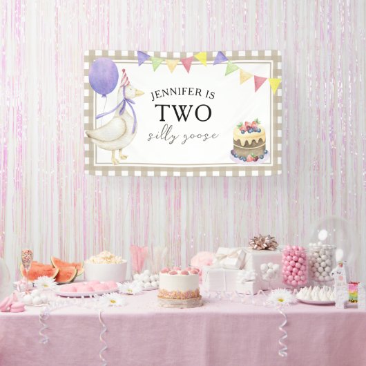 ウォーターカラー・ガチョウの2歳の誕生日ウェルカム 横断幕 (パーティー)