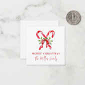 ウォーターカラー キャンディケーン クリスマス ノートカード (正面/裏面インサイチュ)