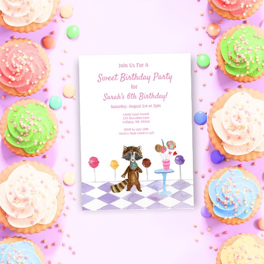 ウォーターカラー キャンディ 誕生日パーティー 招待状