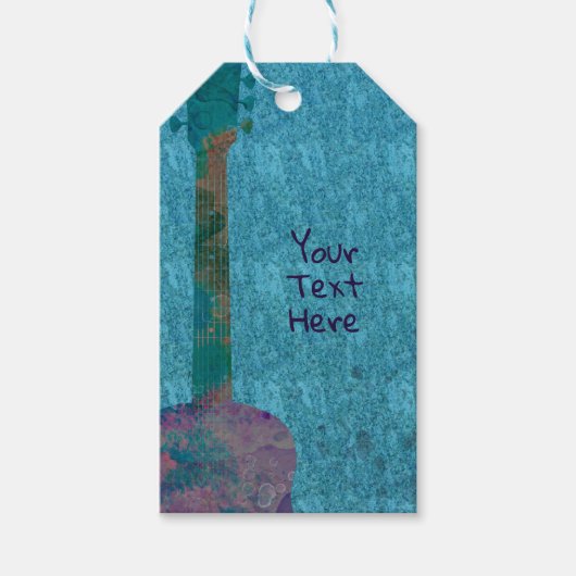 ウォーターカラー ギター ミュージカル 誕生日 パーティー 景品 ギフトタグ (正面)