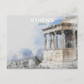 ウォーターカラー ギリシャ アテネ 古代遺跡 ポストカード (正面)