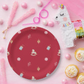 ウォーターカラー クリスマスのおもちゃとお菓子 ペーパープレート (パーティー)