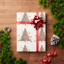 ウォーターカラー クリスマス ドットツリー ラッピングペーパー