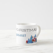 ウォーターカラー クリスマス 名前入り デザイン 6oz エスプレッソカップ (正面右)