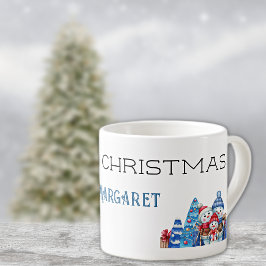 ウォーターカラー クリスマス 名前入り デザイン 6oz エスプレッソカップ