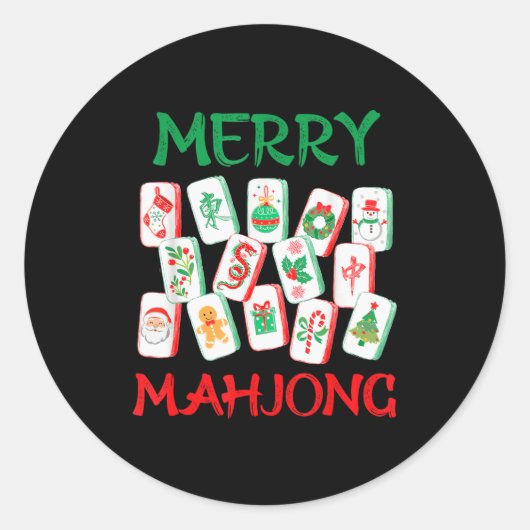 ウォーターカラー クリスマス 麻雀 タイル 中国式麻雀 ラウンドシール (正面)