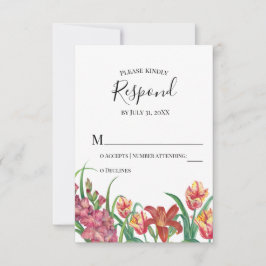 ウォーターカラー グラジオラス チューリップ 結婚式 RSVP 返信