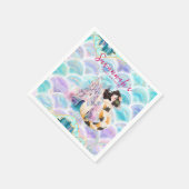 ウォーターカラー+グリッター+人魚の誕生日 スタンダードカクテルナプキン (角)