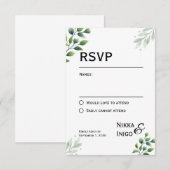 ウォーターカラー グリーナリー RSVP カード 招待状 (正面/裏面)