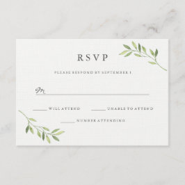 ウォーターカラー グリーンリーフ ウェディング RSVP