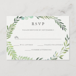 ウォーターカラー グリーンリーフ リース ウェディング RSVP