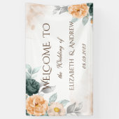 ウォーターカラー グリーンローズ ウェディング 横断幕 (縦)