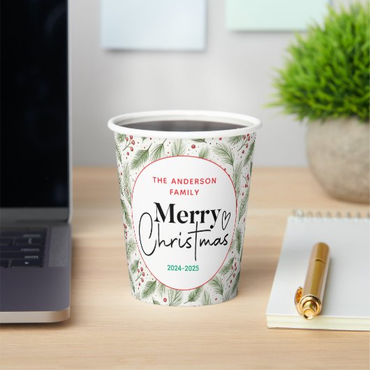 ウォーターカラー グリーン グラス - 祝祭的なクリスマスパーティー 紙コップ (インサイチュ)