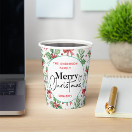 ウォーターカラー グリーン グラス - 祝祭的なクリスマスパーティー 紙コップ