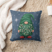 ウォーターカラー グリーン ノーム クリスマス ライト クッション (ブランケット)