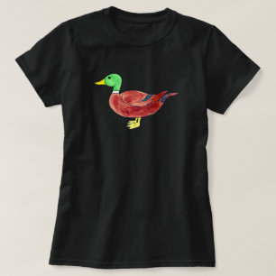 ウォーターカラー グリーン ヘッド マガモ Tシャツ