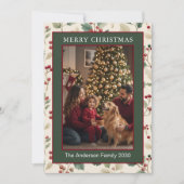 ウォーターカラー グリーン ホーリー ベリー クリスマス 2 枚の写真 (正面)
