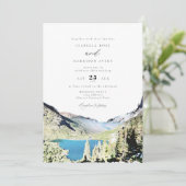 ウォーターカラー グレイシャー・ナショナルパークのアウトドアウェディング 招待状 (スタンド正面)